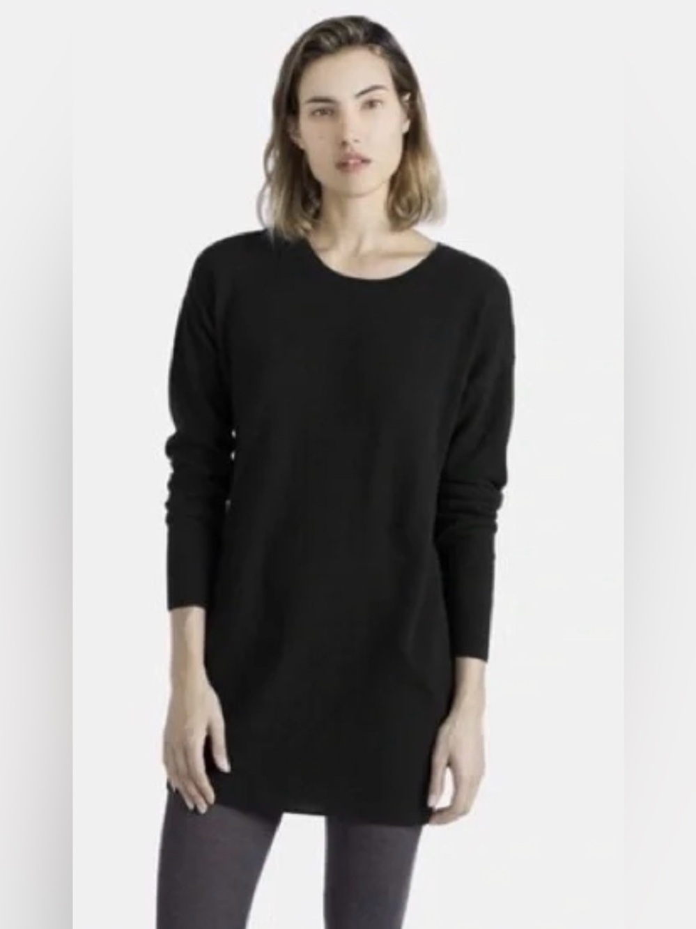 Everlane Black Long Sleeve Tunic Sweater 100% Cashmere